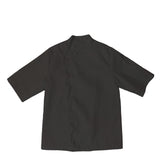Poly-Cotton Black Chef Coat - Short Sleeve Hidden Button