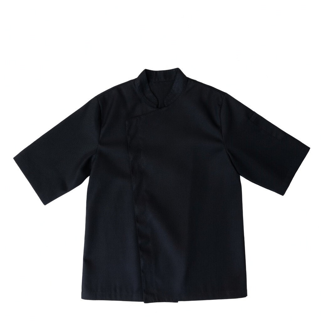 100% Polyester White Chef Coat - Short Sleeve Hidden Button**