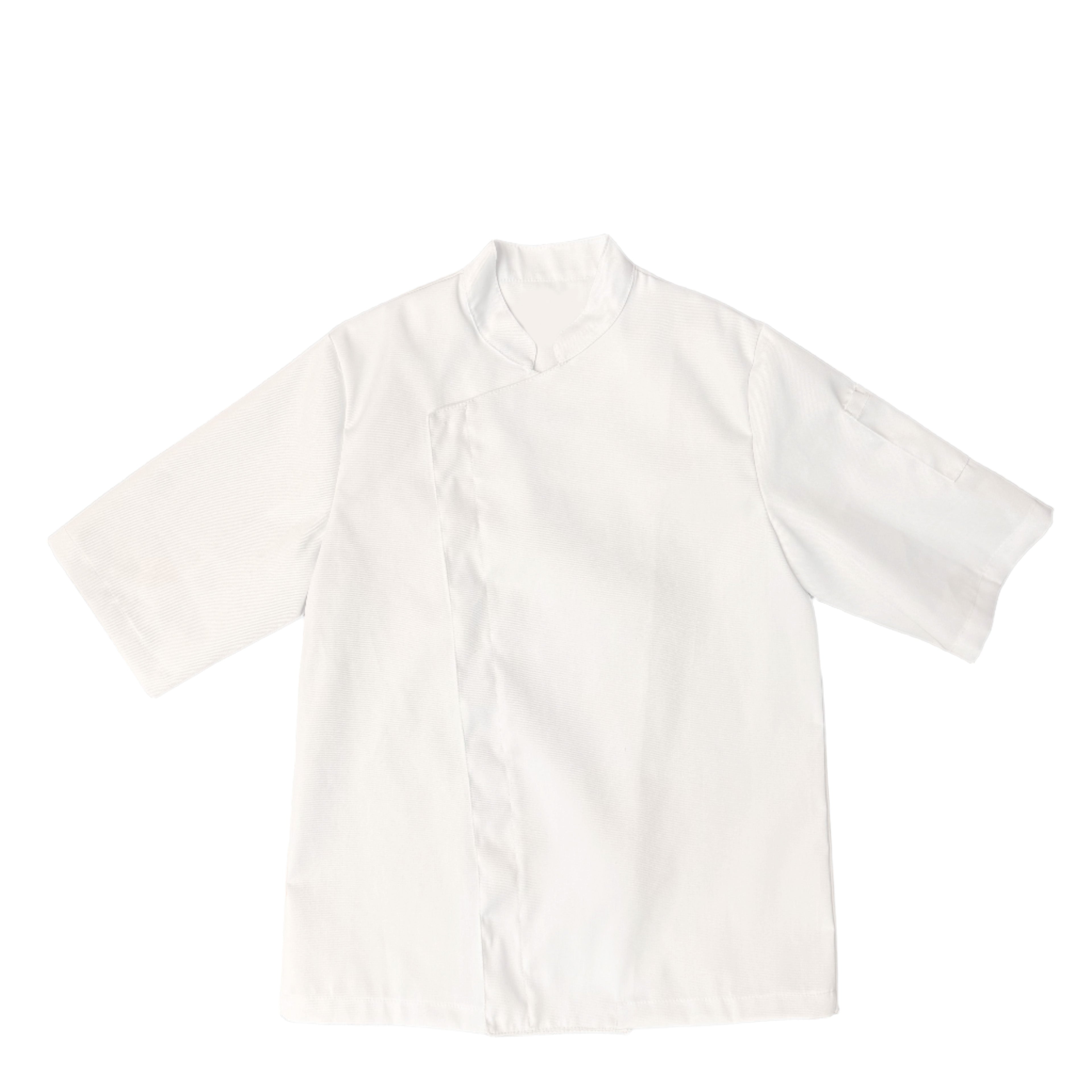 Poly-Cotton White Chef Coat - Short Sleeve Hidden Button