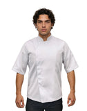 Poly-Cotton White Chef Coat - Short Sleeve Hidden Button