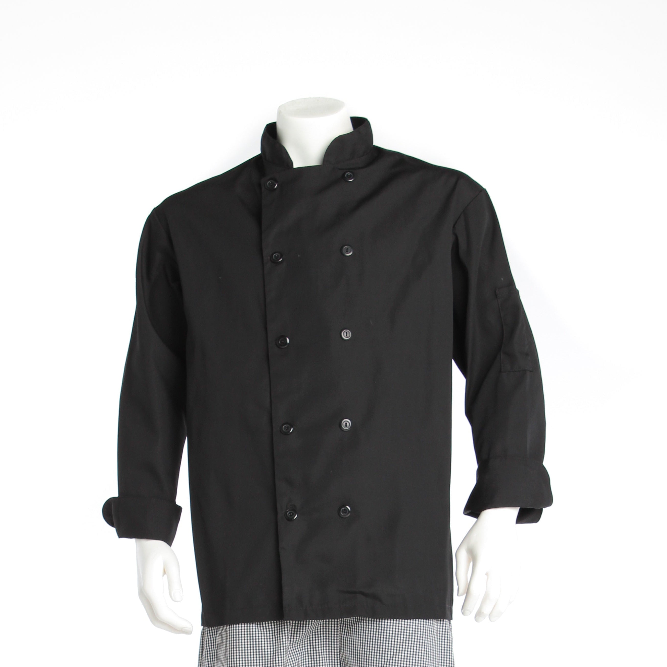 100% Polyester Black Chef Coat - Long Sleeve