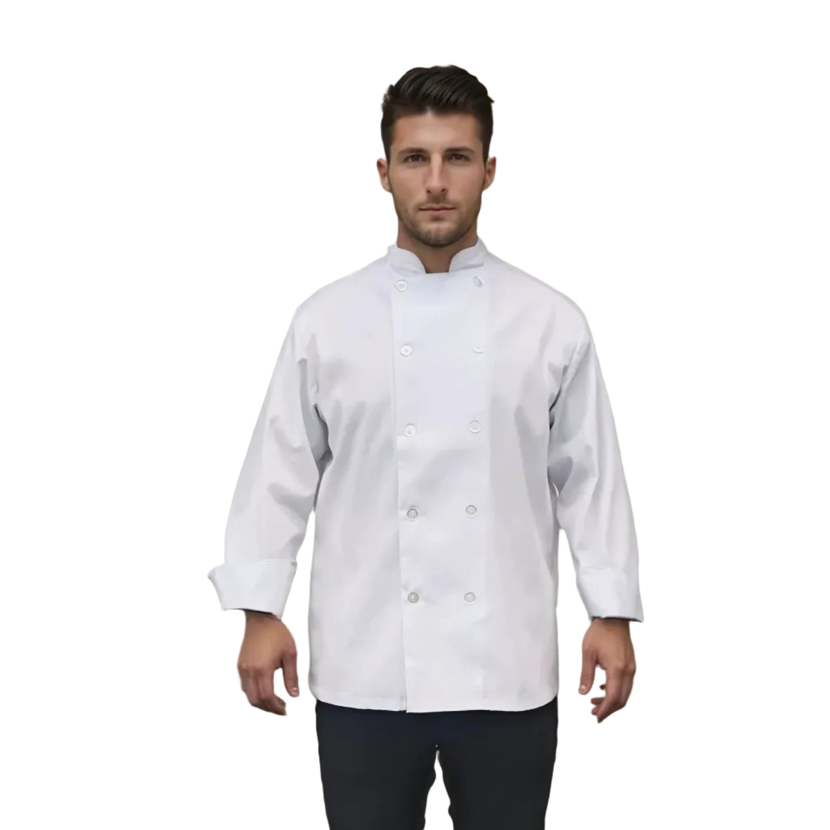 100% Polyester White Chef Coat - Long Sleeve