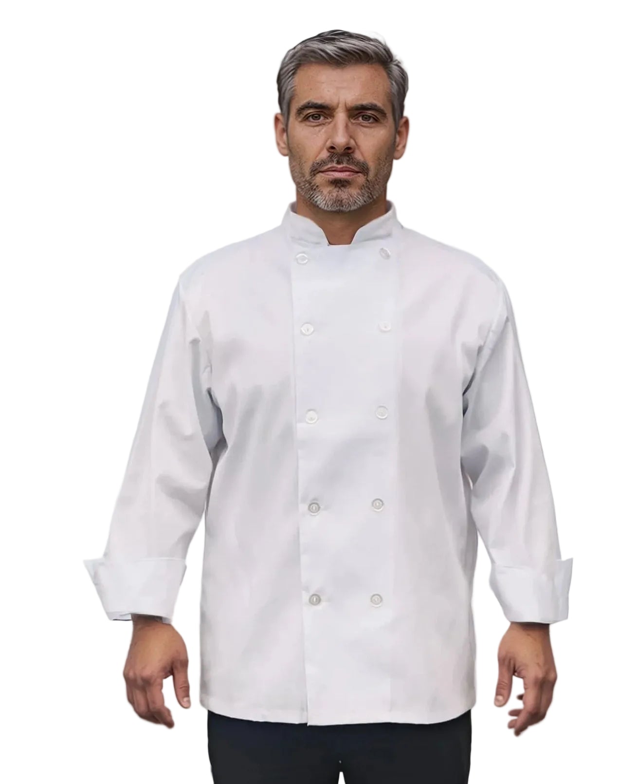 Poly-Cotton Black Chef Coat - Long Sleeve