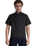 Poly-Cotton Black Chef Coat - Short Sleeve