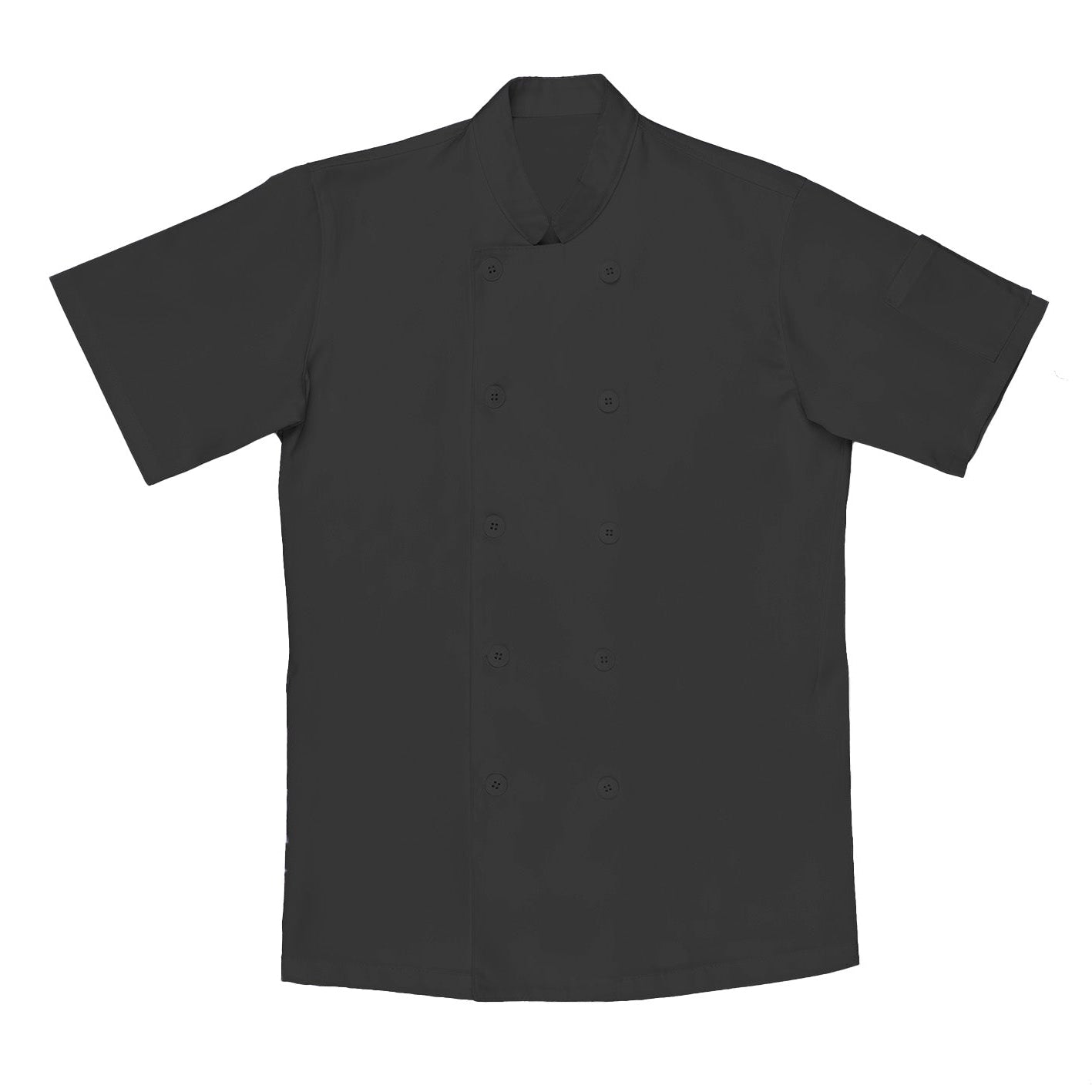 100% Polyester Black Chef Coat - Short Sleeve