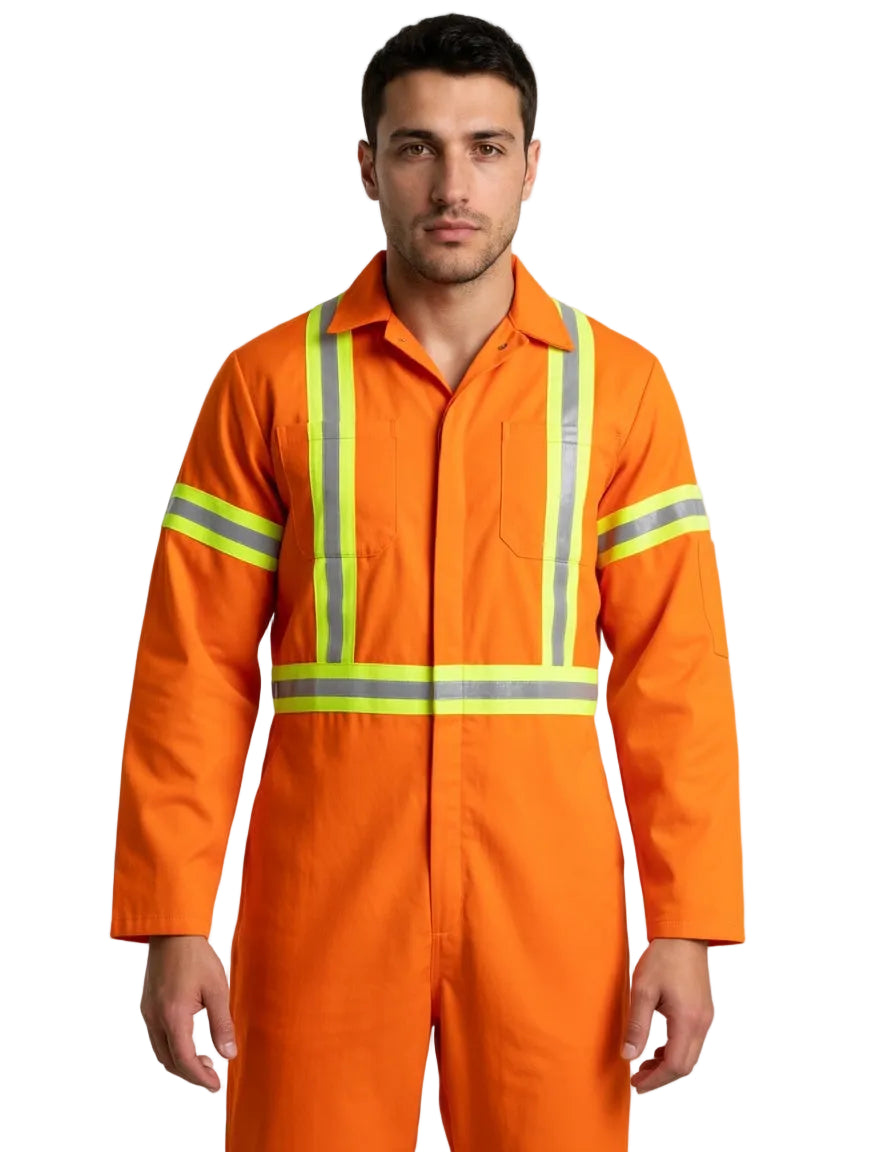 Flame Resistant 9oz. Coverall - Hi-Vis Tapes